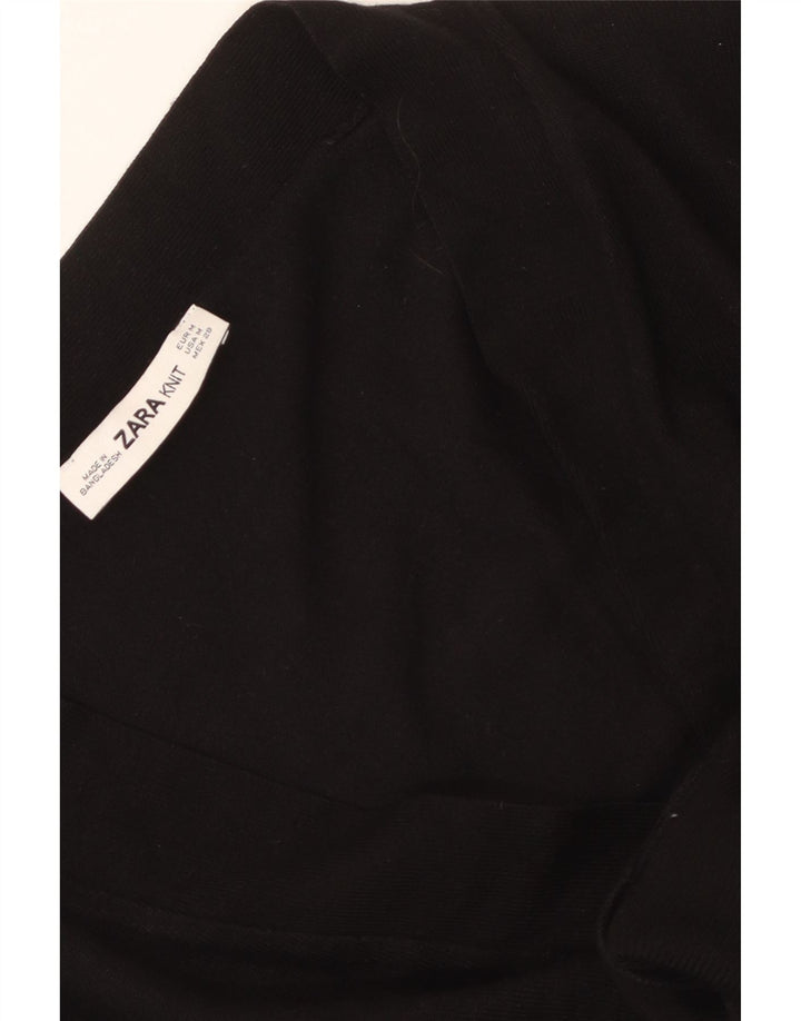 ZARA Womens Crop Cardigan Sweater UK 14 Medium Black
