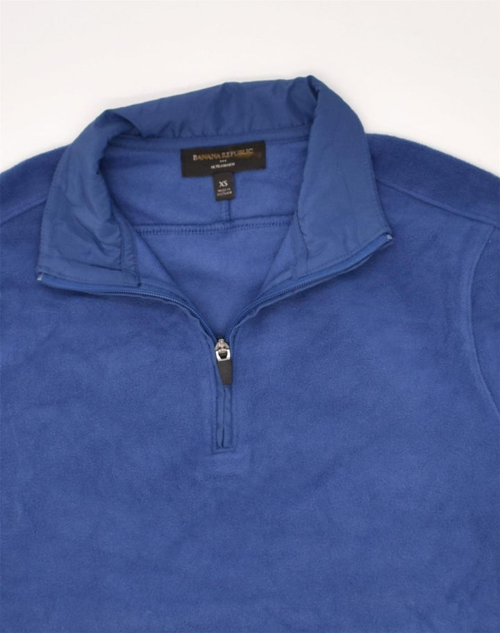 BANANA REPUBLIC Mens Zip Neck Fleece Jumper XS Navy Blue Polyester | Vintage Banana Republic | Thrift | Second-Hand Banana Republic | Used Clothing | Messina Hembry 