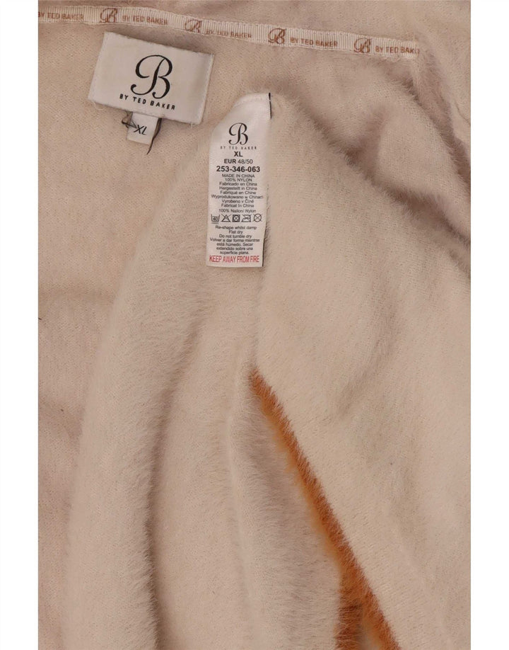 Ted Baker Womens Oversized Longline Open Cardigan Sweater UK 18 XL Beige