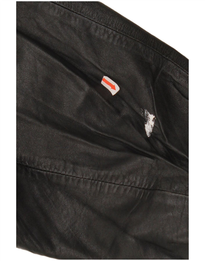 VINTAGE Womens Oversized Leather Jacket EU 42 Large Black Leather