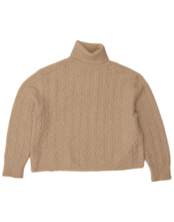 Zara Girls Roll Neck Jumper Sweater 11-12 Years Beige Polyester