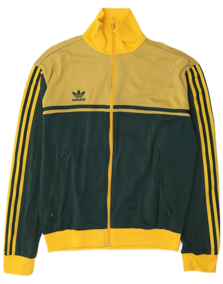 Adidas Mens Graphic Tracksuit Top Jacket Large Yellow Colourblock Polyamide