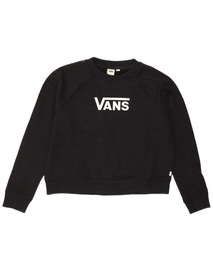 Vans Womens Crop Graphic Oversized Sweatshirt Jumper UK 14 Medium Black