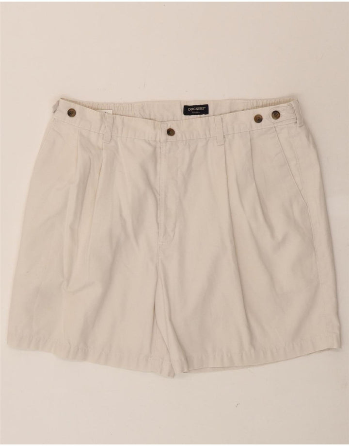 DOCKERS Mens Khakis Pegged Chino Shorts W38 XL White Cotton Vintage Dockers and Second-Hand Dockers from Messina Hembry 