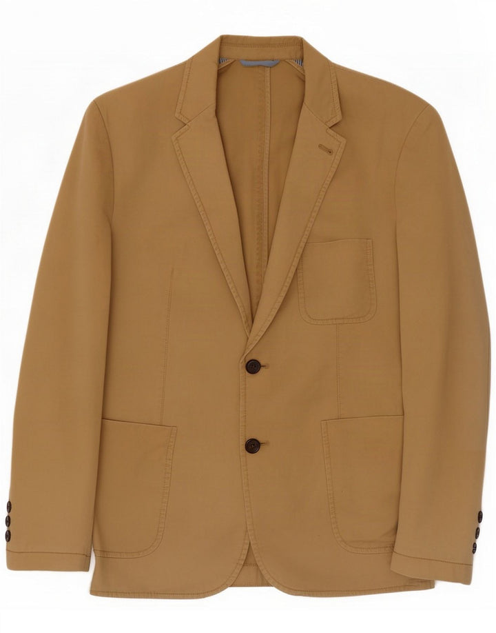 Marks & Spencer Mens 2 Button Blazer Jacket UK 40 Medium Beige Cotton