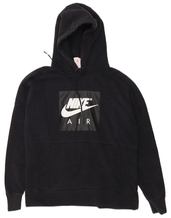 Nike Mens Graphic Hoodie Jumper Medium Black Cotton