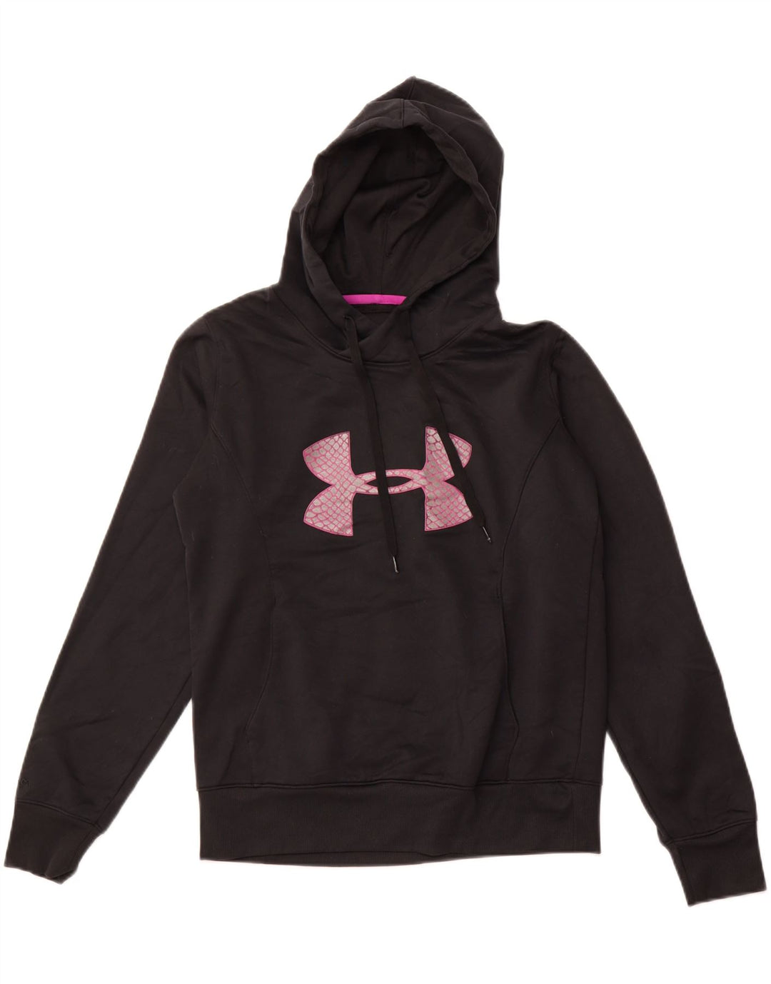UNDER ARMOUR Womens Cold Gear Graphic Hoodie Jumper UK 14 Medium Black