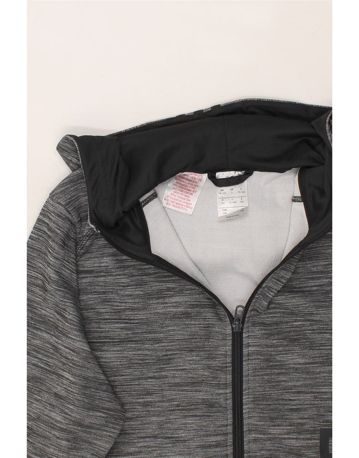 ADIDAS Boys Graphic Zip Hoodie Sweater 13-14 Years Grey Polyester Vintage Adidas and Second-Hand Adidas from Messina Hembry 