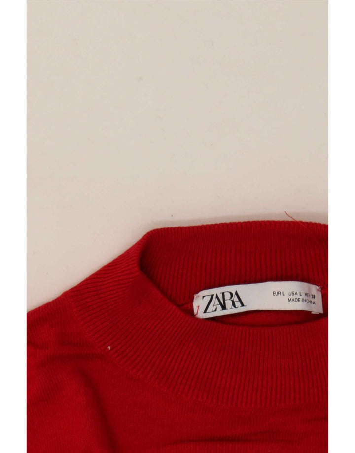 Zara Womens Turtle Neck Jumper Sweater UK 16 Large Red
