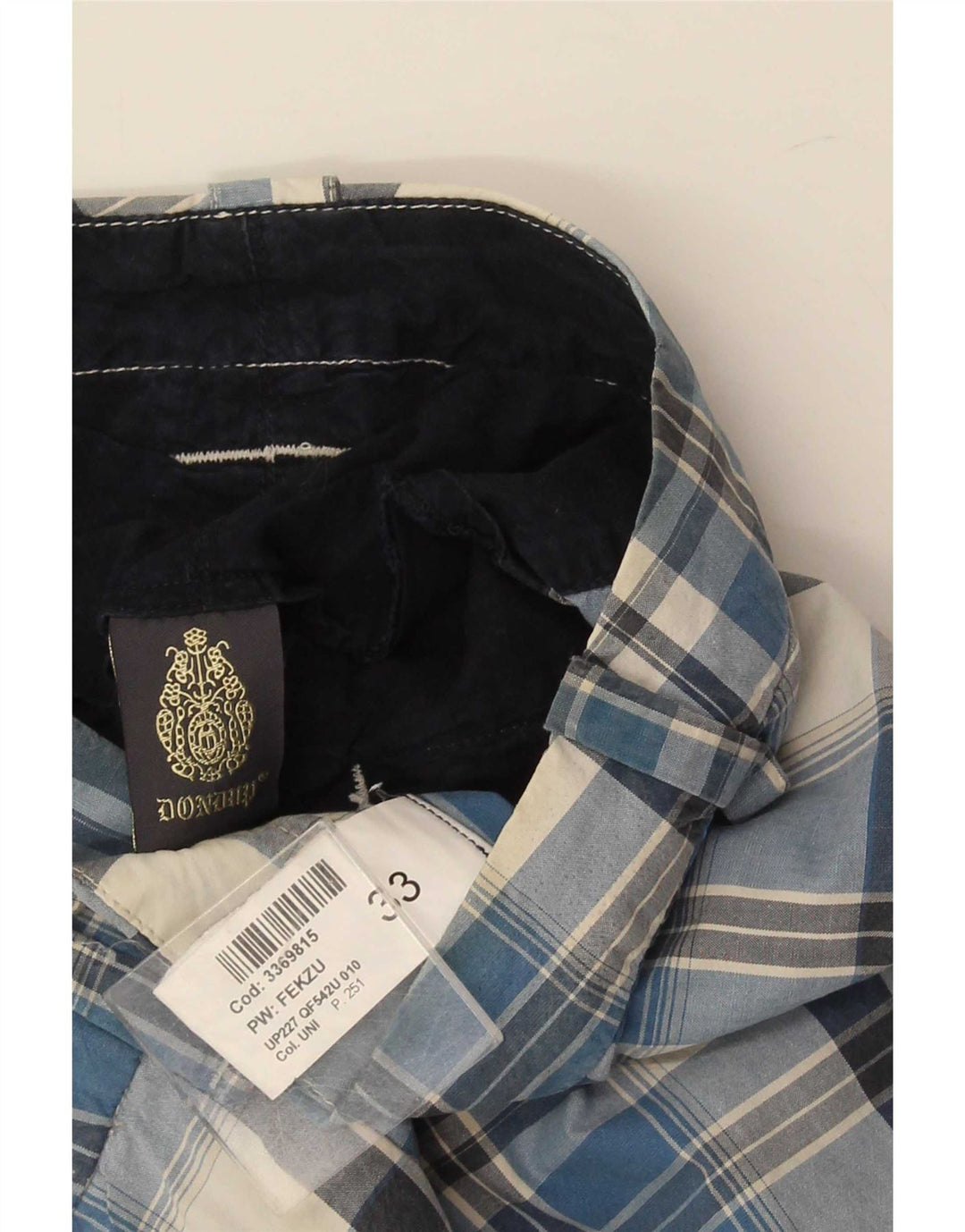 Dondup Mens Chino Shorts W33 Medium Blue Check