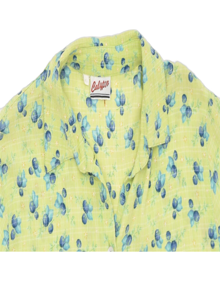 VINTAGE Womens Short Sleeve Shirt EU 40 Medium Green Floral Viscose | Vintage | Thrift | Second-Hand | Used Clothing | Messina Hembry 