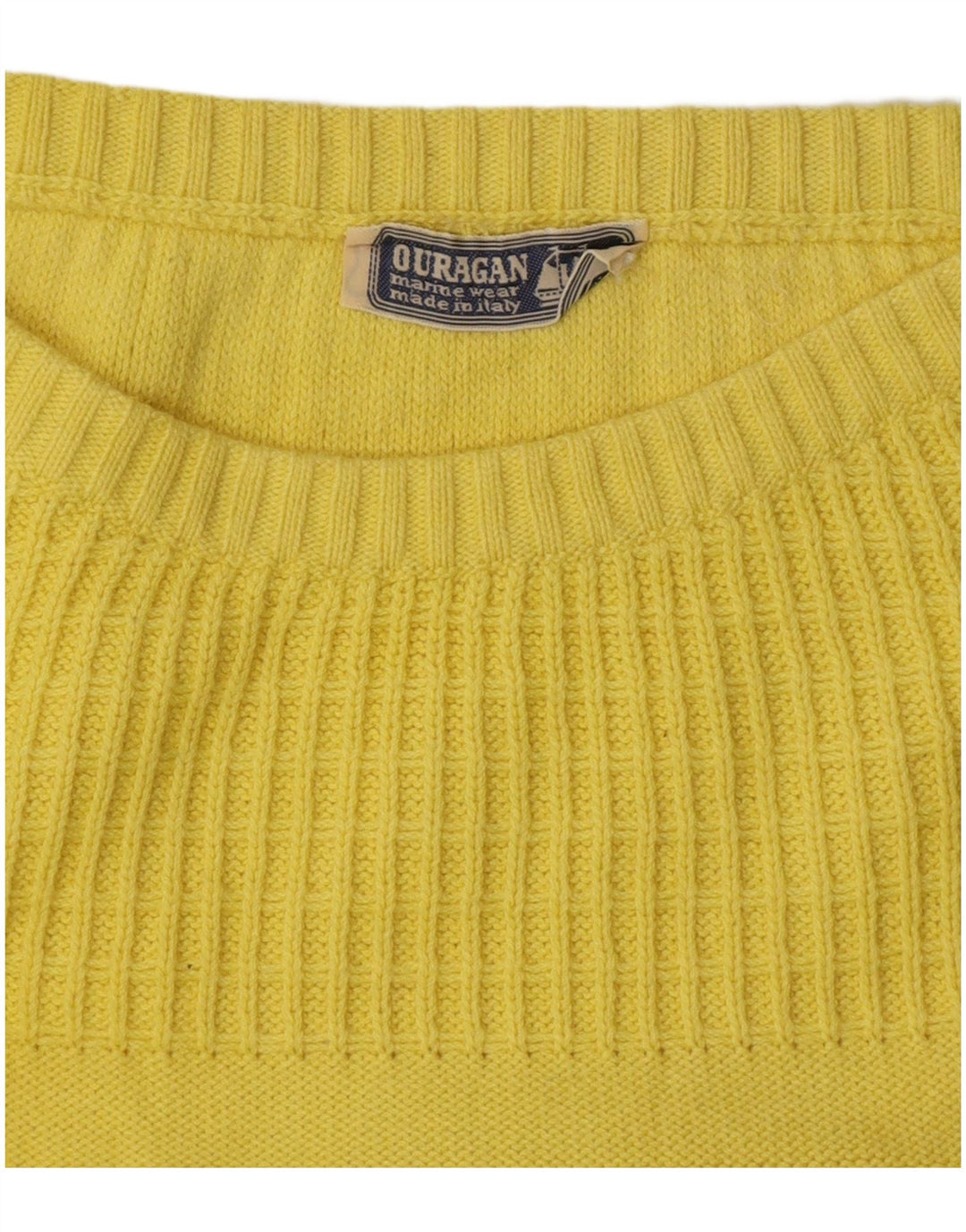 Ouragan Womens Boat Neck Jumper Sweater UK 14 Large Yellow