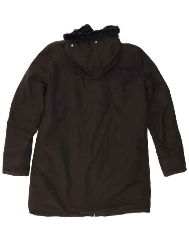 Zara Womens Hooded Windbreaker Coat UK 10 Small Black
