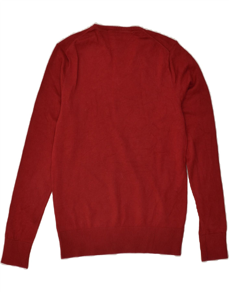 TOMMY HILFIGER Mens V-Neck Jumper Sweater Small Red | Vintage Tommy Hilfiger | Thrift | Second-Hand Tommy Hilfiger | Used Clothing | Messina Hembry 