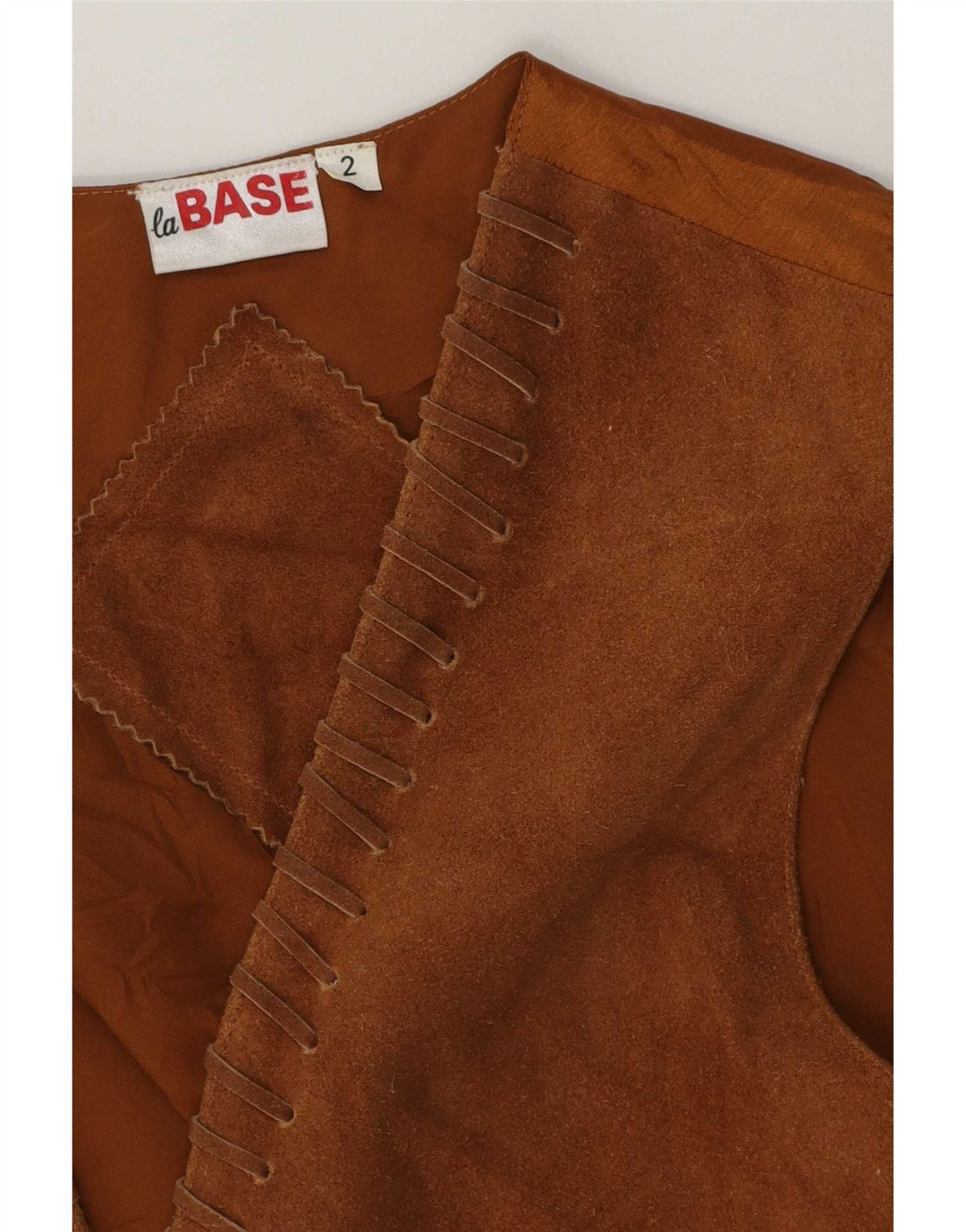 Vintage Mens Suede Waistcoat Small Beige Leather