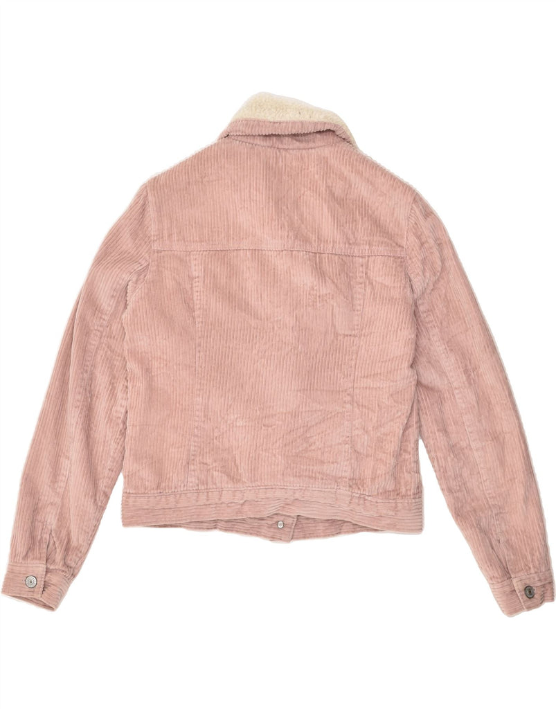 ABERCROMBIE & FITCH Womens Sherpa Corduroy Jacket UK 10 Small Pink Cotton | Vintage Abercrombie & Fitch | Thrift | Second-Hand Abercrombie & Fitch | Used Clothing | Messina Hembry 