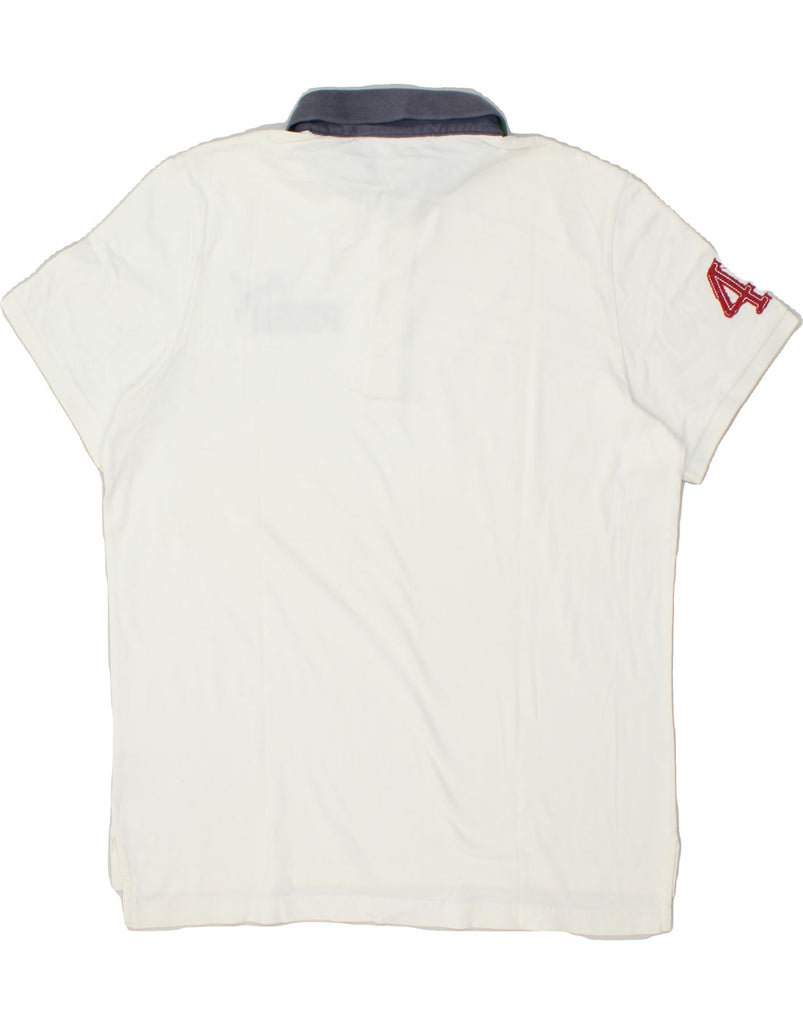 PUMA Mens Graphic Polo Shirt Large White Cotton | Vintage Puma | Thrift | Second-Hand Puma | Used Clothing | Messina Hembry 