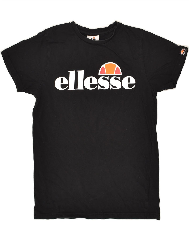 ELLESSE Boys Graphic T-Shirt Top 8-9 Years Black Cotton | Vintage Ellesse | Thrift | Second-Hand Ellesse | Used Clothing | Messina Hembry 