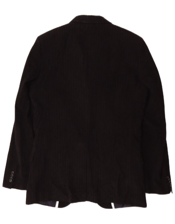 HUGO BOSS Mens 2 Button Blazer Jacket EU 50 Large Black Pinstripe Cotton