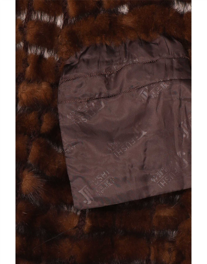 Vintage Womens Fur Gilet UK 14 Medium Brown