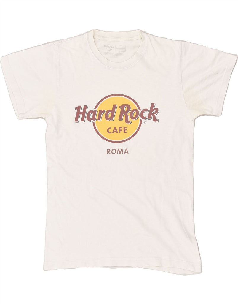 HARD ROCK CAFE Mens Roma Graphic T-Shirt Top Small White Cotton | Vintage Hard Rock Cafe | Thrift | Second-Hand Hard Rock Cafe | Used Clothing | Messina Hembry 