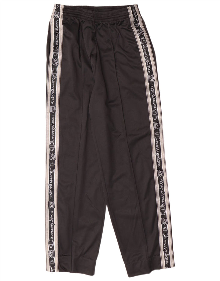CHAMPION Mens Graphic Tracksuit Trousers Medium  Black Polyester