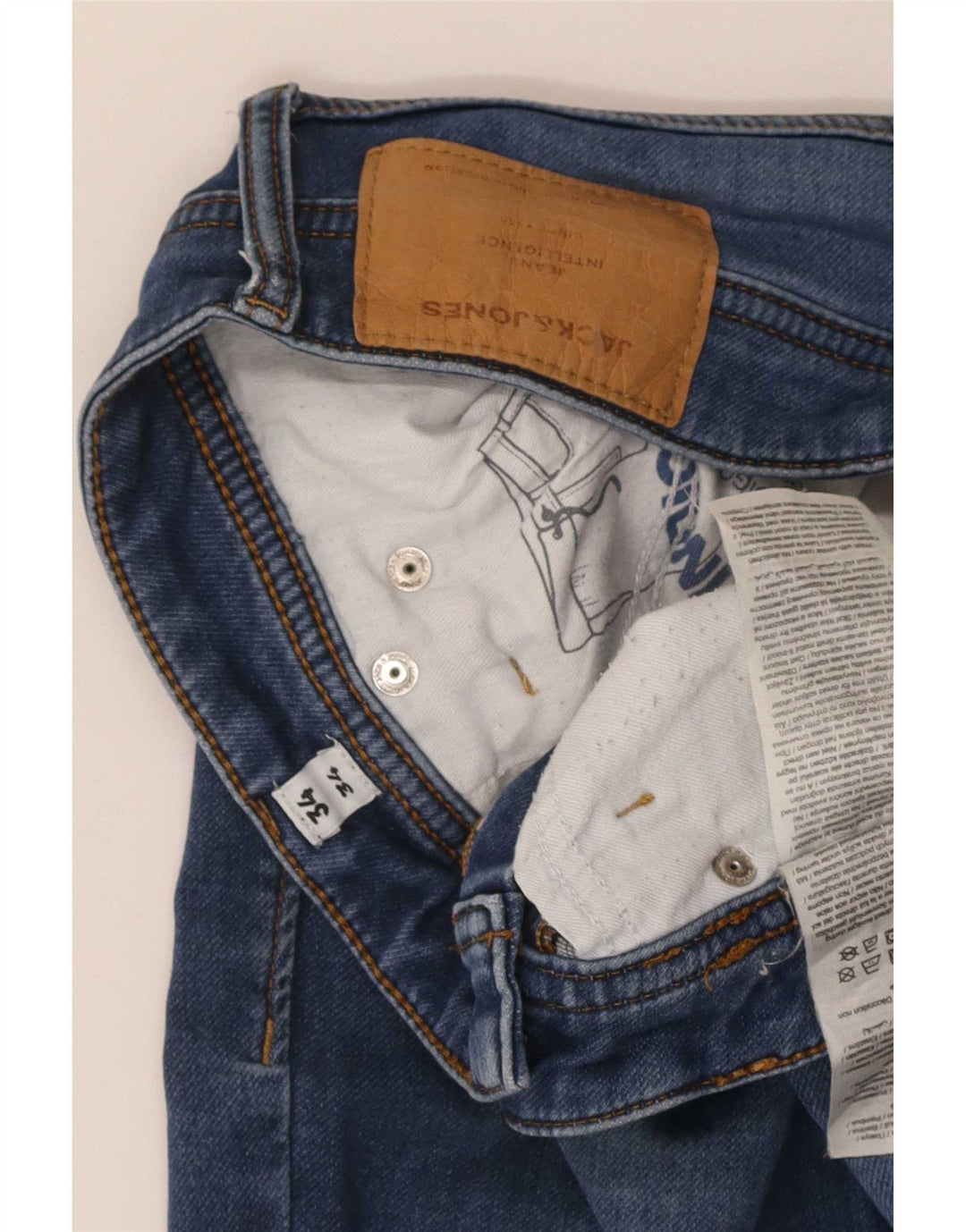 Jack & Jones Womens GLENN Slim Jeans W34 L34 Blue Cotton