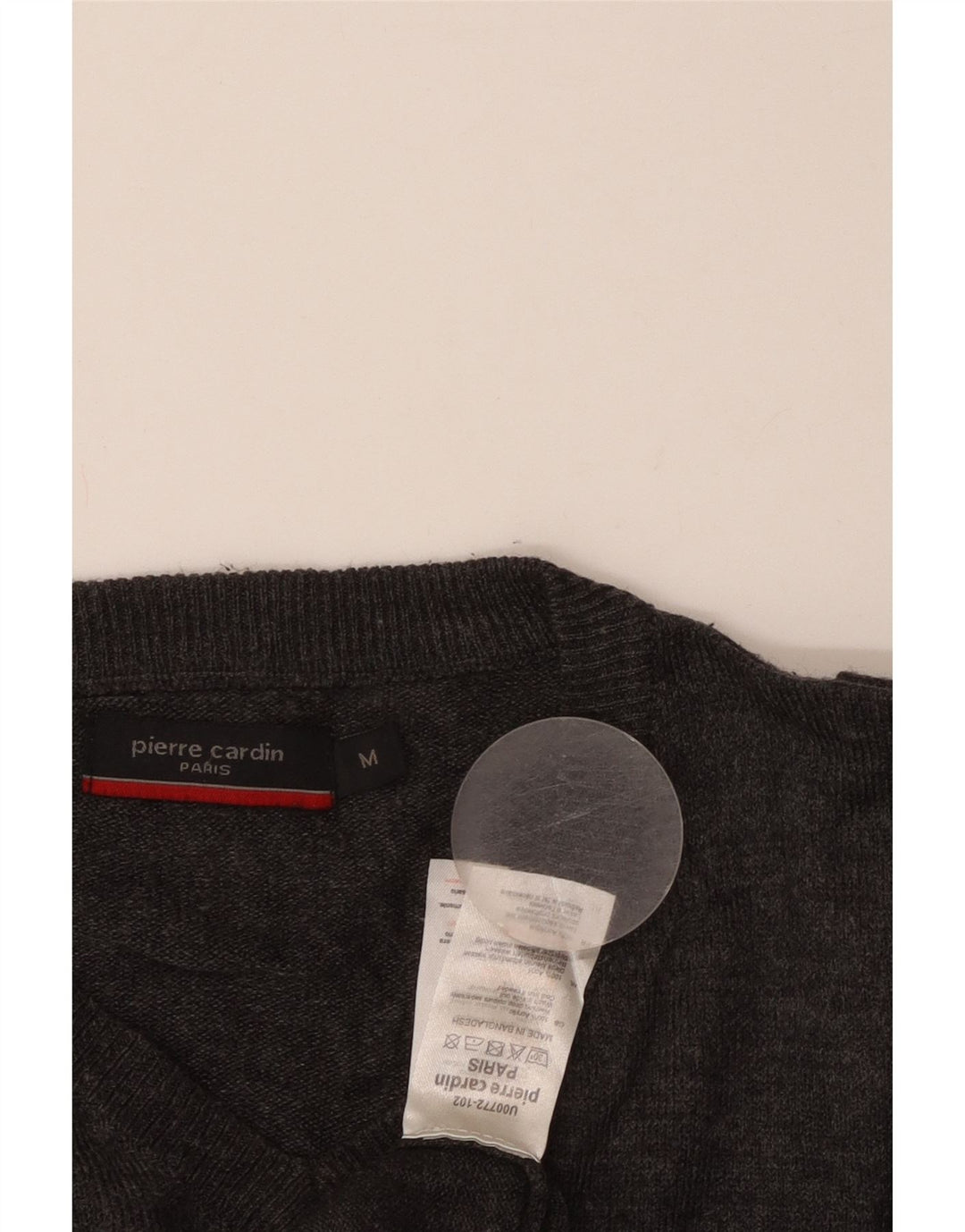 PIERRE CARDIN Mens V-Neck Jumper Sweater Medium Grey Acrylic