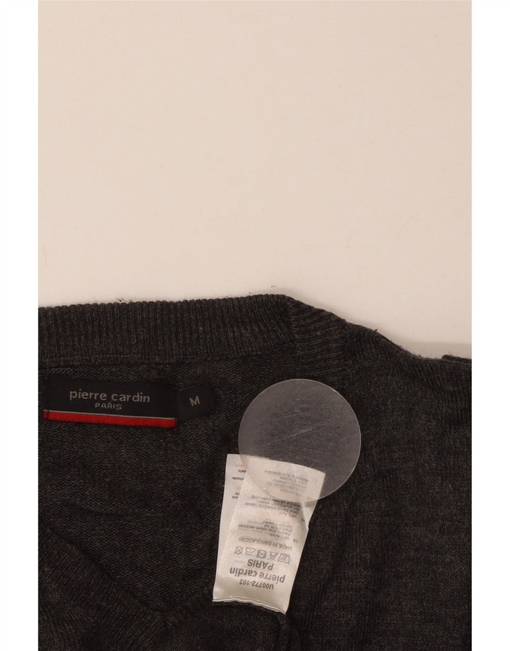 PIERRE CARDIN Mens V-Neck Jumper Sweater Medium Grey Acrylic