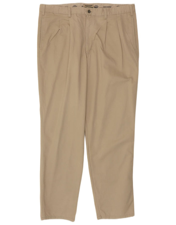 Dockers Mens Pegged Chino Trousers W40 L32 Beige Cotton