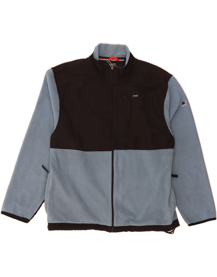 IZOD Mens Fleece Jacket UK 40 Large Blue Colourblock Polyester Vintage Izod and Second-Hand Izod from Messina Hembry 