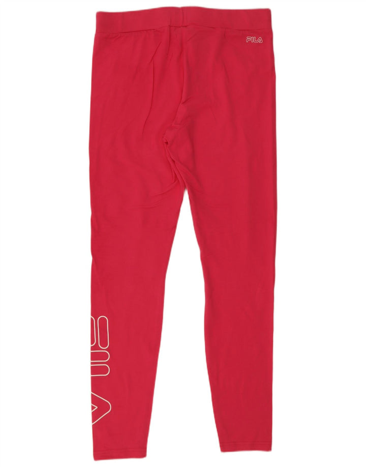 Fila Womens Graphic Leggings UK 14 Large  Pink Cotton