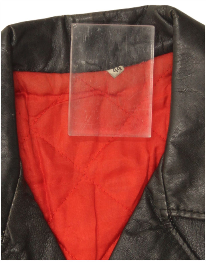 Vintage Womens Loose Fit Leather Biker Jacket IT 44 Medium Black
