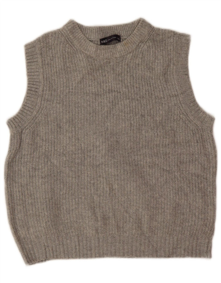 Marks & Spencer Womens Crop Vest Tank Top UK 10 Small Grey Polyester