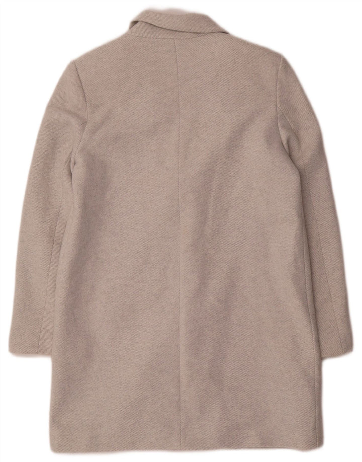 Zara Womens Double Breasted Coat UK 14 Medium Grey Polyester