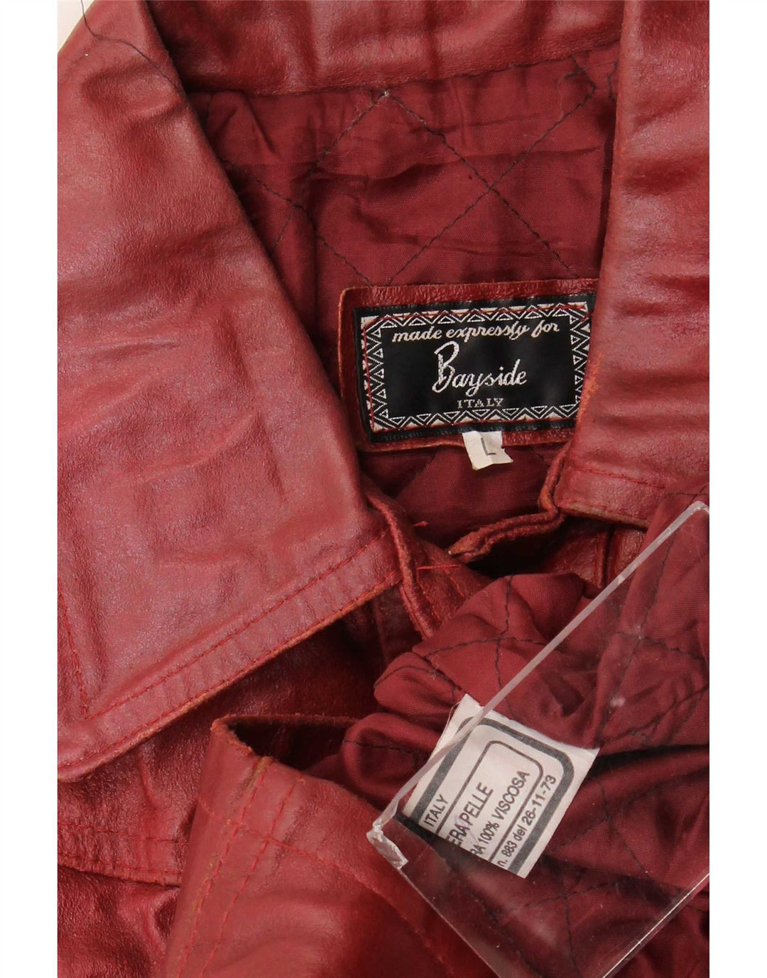 Bayside Womens Leather Jacket UK 14 Large Burgundy