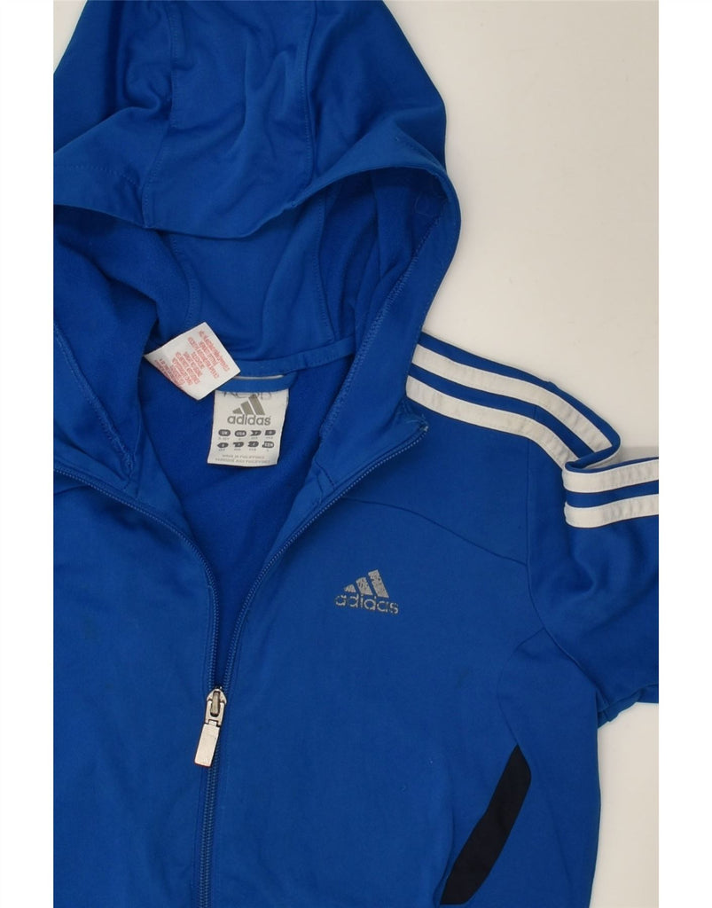 ADIDAS Boys Zip Hoodie Sweater 9-10 Years Blue Polyester | Vintage Adidas | Thrift | Second-Hand Adidas | Used Clothing | Messina Hembry 