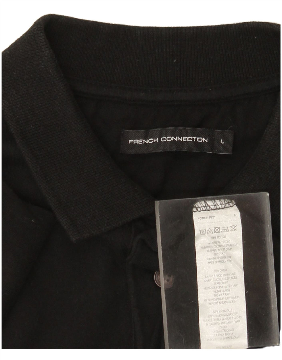 French Connection Mens Polo Shirt Large Black Cotton