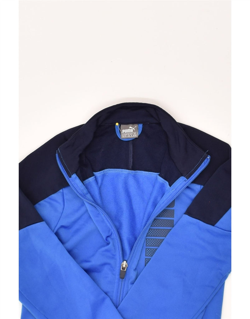 PUMA Boys Graphic Tracksuit Top Jacket 5-6 Years Blue Colourblock | Vintage Puma | Thrift | Second-Hand Puma | Used Clothing | Messina Hembry 