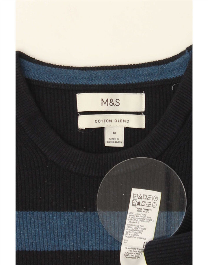 Marks & Spencer Mens Crew Neck Jumper Sweater Medium Navy Blue Polyester