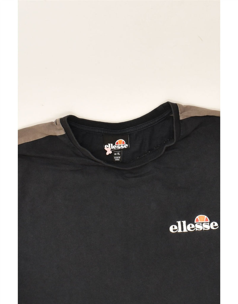 ELLESSE Mens T-Shirt Top XS Black Colourblock Cotton | Vintage Ellesse | Thrift | Second-Hand Ellesse | Used Clothing | Messina Hembry 