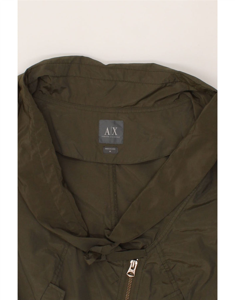 ARMANI EXCHANGE Womens Crop Bomber Jacket UK 12 Medium Khaki Cotton Vintage Armani Exchange and Second-Hand Armani Exchange from Messina Hembry 