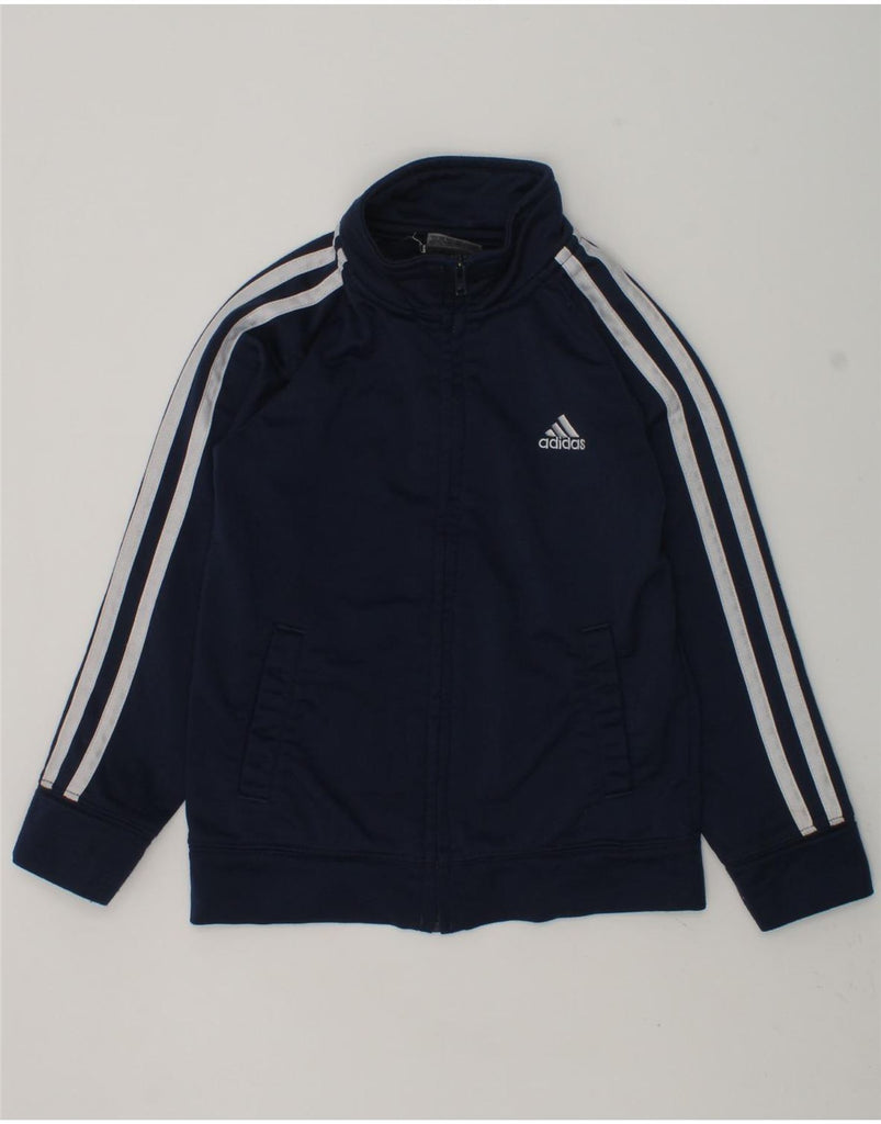 ADIDAS Boys Graphic Tracksuit Top Jacket 4-5 Years Navy Blue Polyester | Vintage Adidas | Thrift | Second-Hand Adidas | Used Clothing | Messina Hembry 