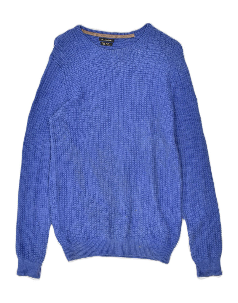 MASSIMO DUTTI Mens Crew Neck Jumper Sweater Medium Blue Cotton | Vintage | Thrift | Second-Hand | Used Clothing | Messina Hembry 