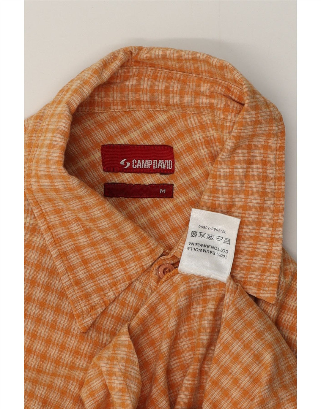 CAMP DAVID Mens Shirt Medium Orange Check Cotton