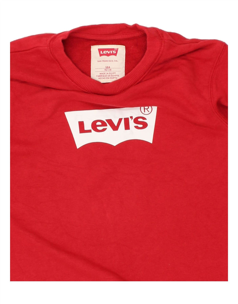 LEVI'S Boys Graphic Sweatshirt Jumper 11-12 Years Red Cotton | Vintage Levi's | Thrift | Second-Hand Levi's | Used Clothing | Messina Hembry 