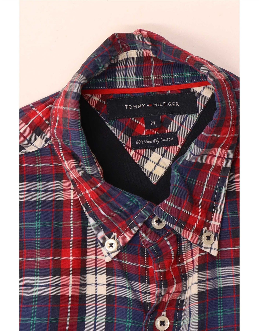 Tommy Hilfiger Mens Shirt Medium Red Plaid Cotton
