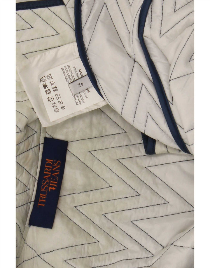 Trussardi Jeans Womens Quilted Jacket IT 42 Medium Blue Colourblock