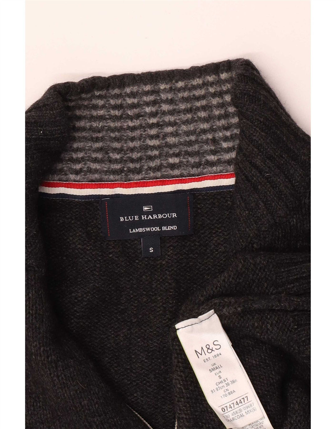 Marks & Spencer Mens Blue Harbour Zip Neck Jumper Sweater Small Grey
