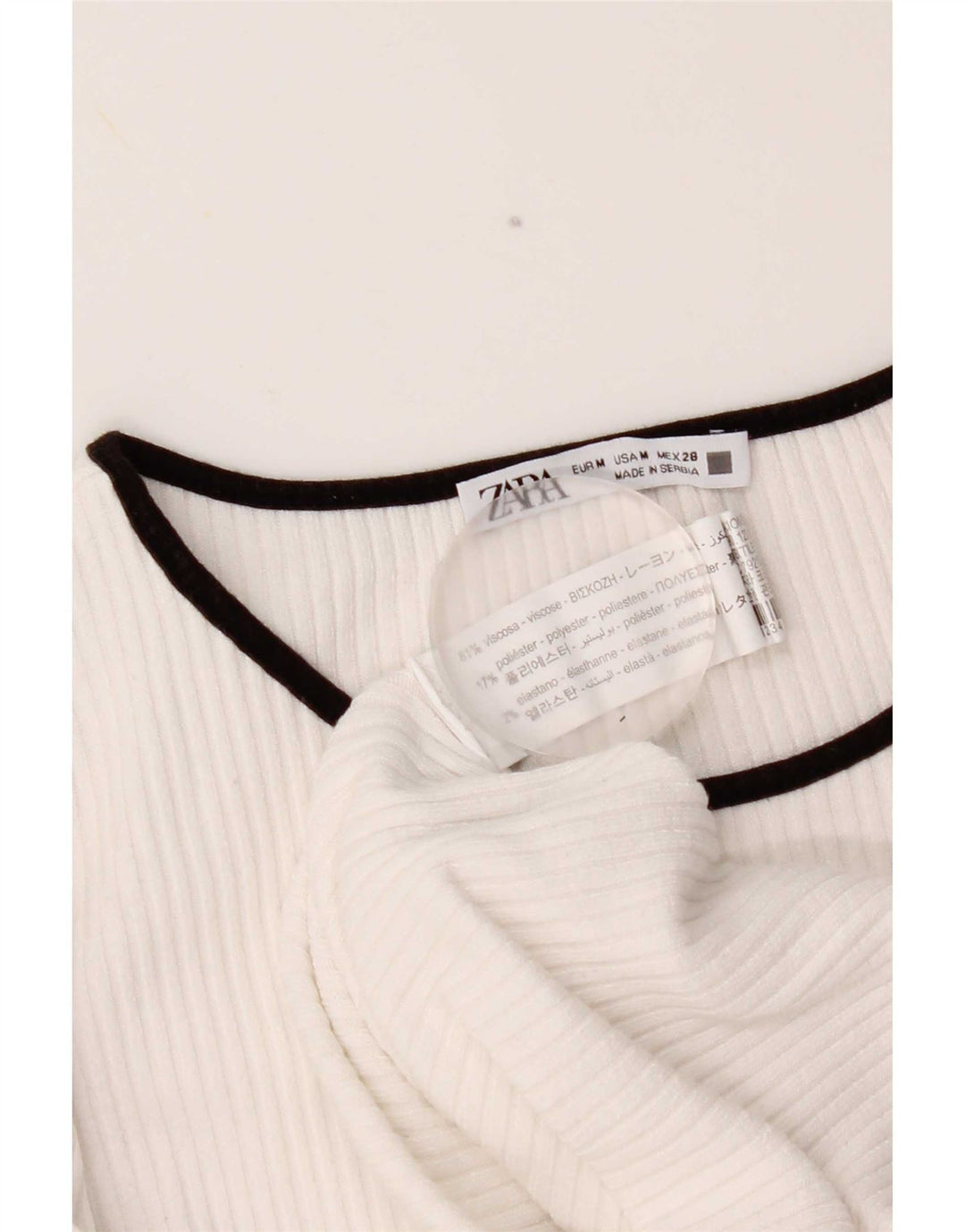 Zara Womens Top Long Sleeve UK 12 Medium White Viscose